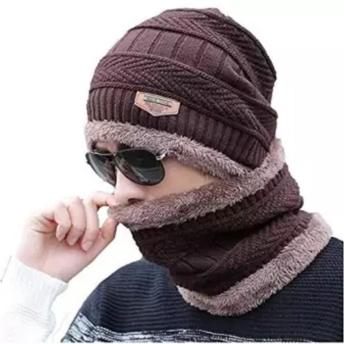 Premium Thick Knit Cap & Scarf – Winter Essentials - Thermal Knit Hat - Warm Skull Cap