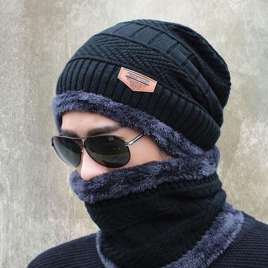 Premium Thick Knit Cap & Scarf – Winter Essentials - Thermal Knit Hat - Warm Skull Cap