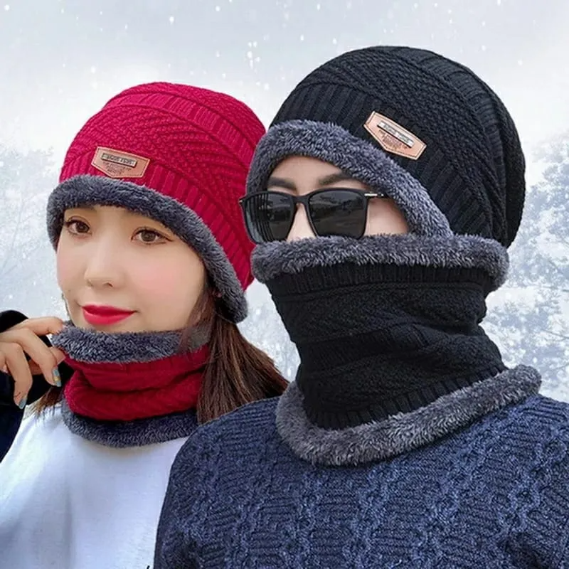 Premium Thick Knit Cap & Scarf – Winter Essentials - Thermal Knit Hat - Warm Skull Cap