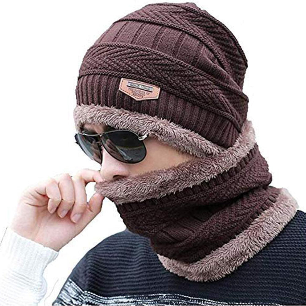 Premium Thick Knit Cap & Scarf – Winter Essentials - Thermal Knit Hat - Warm Skull Cap