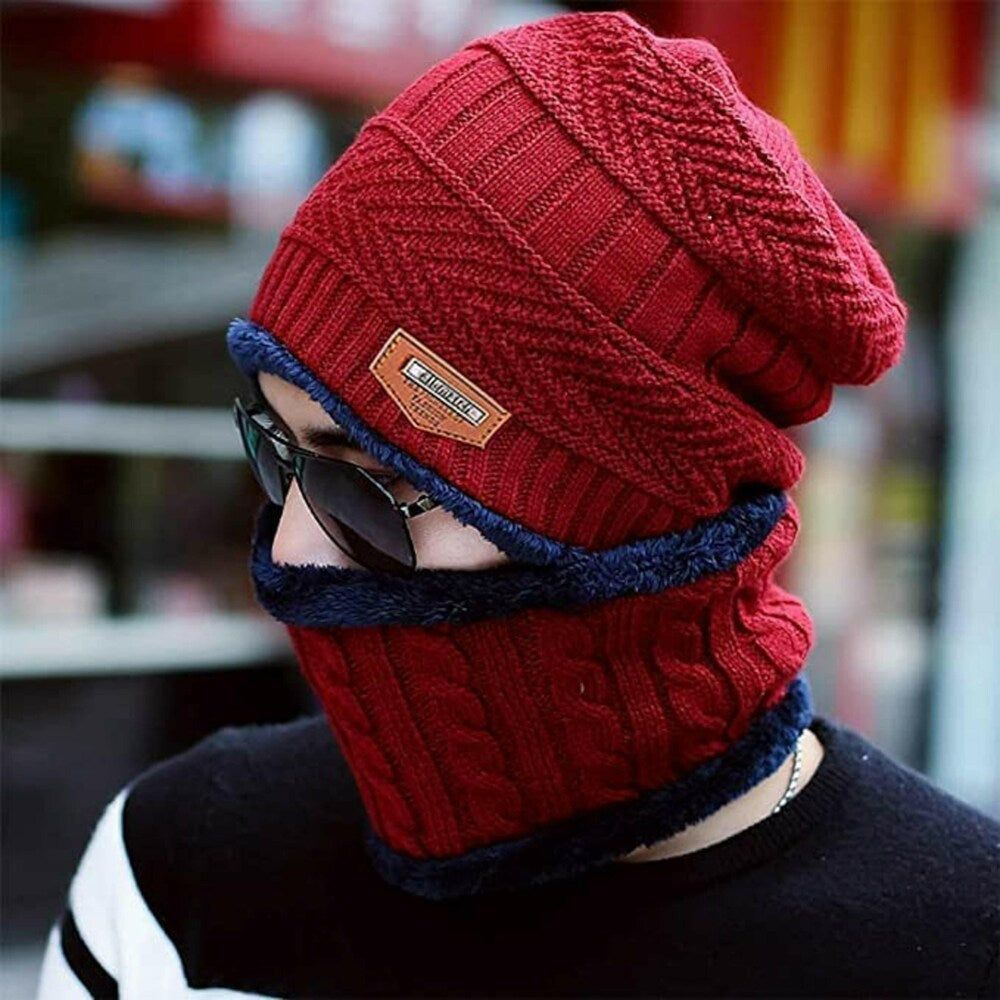 Premium Thick Knit Cap & Scarf – Winter Essentials - Thermal Knit Hat - Warm Skull Cap