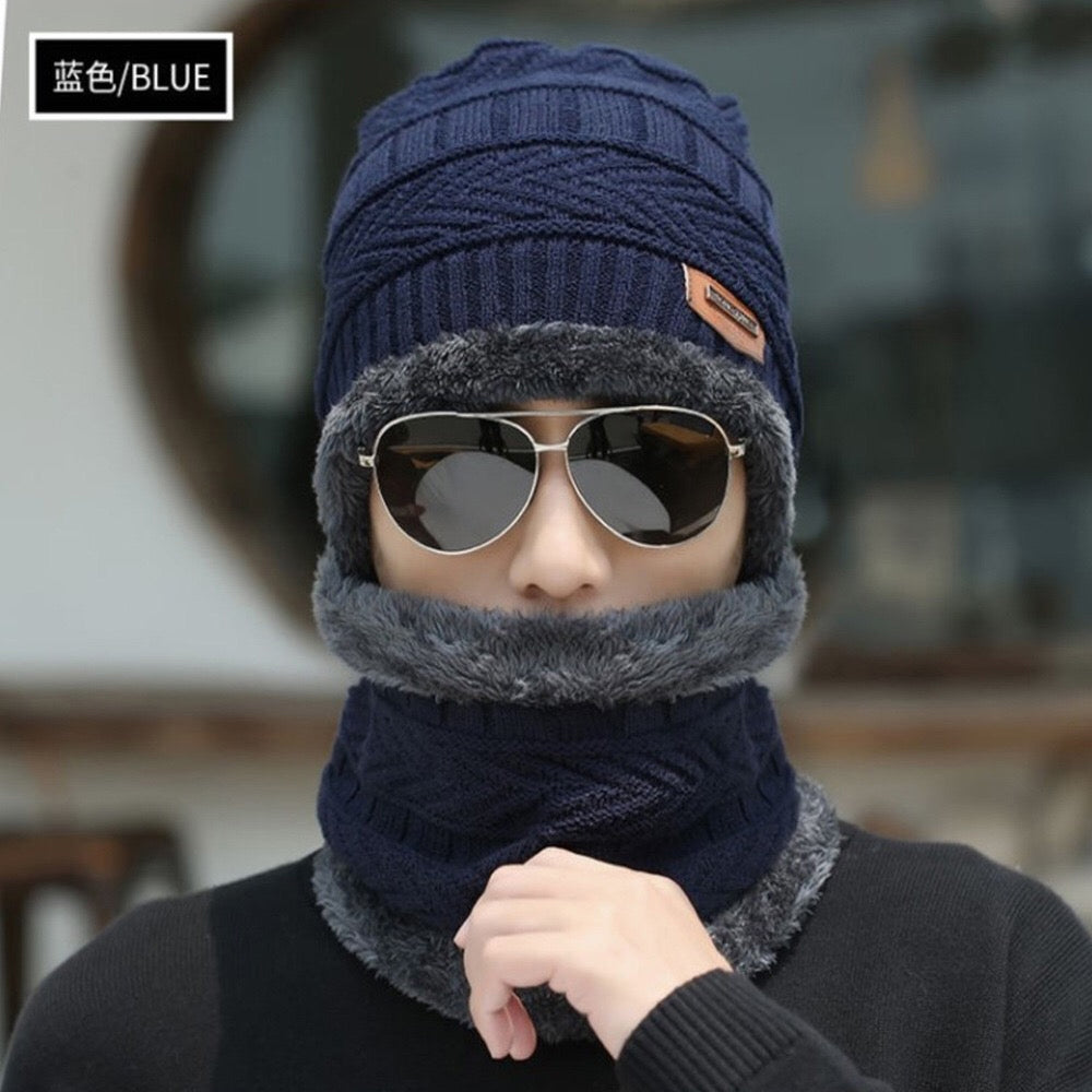 Premium Thick Knit Cap & Scarf – Winter Essentials - Thermal Knit Hat - Warm Skull Cap