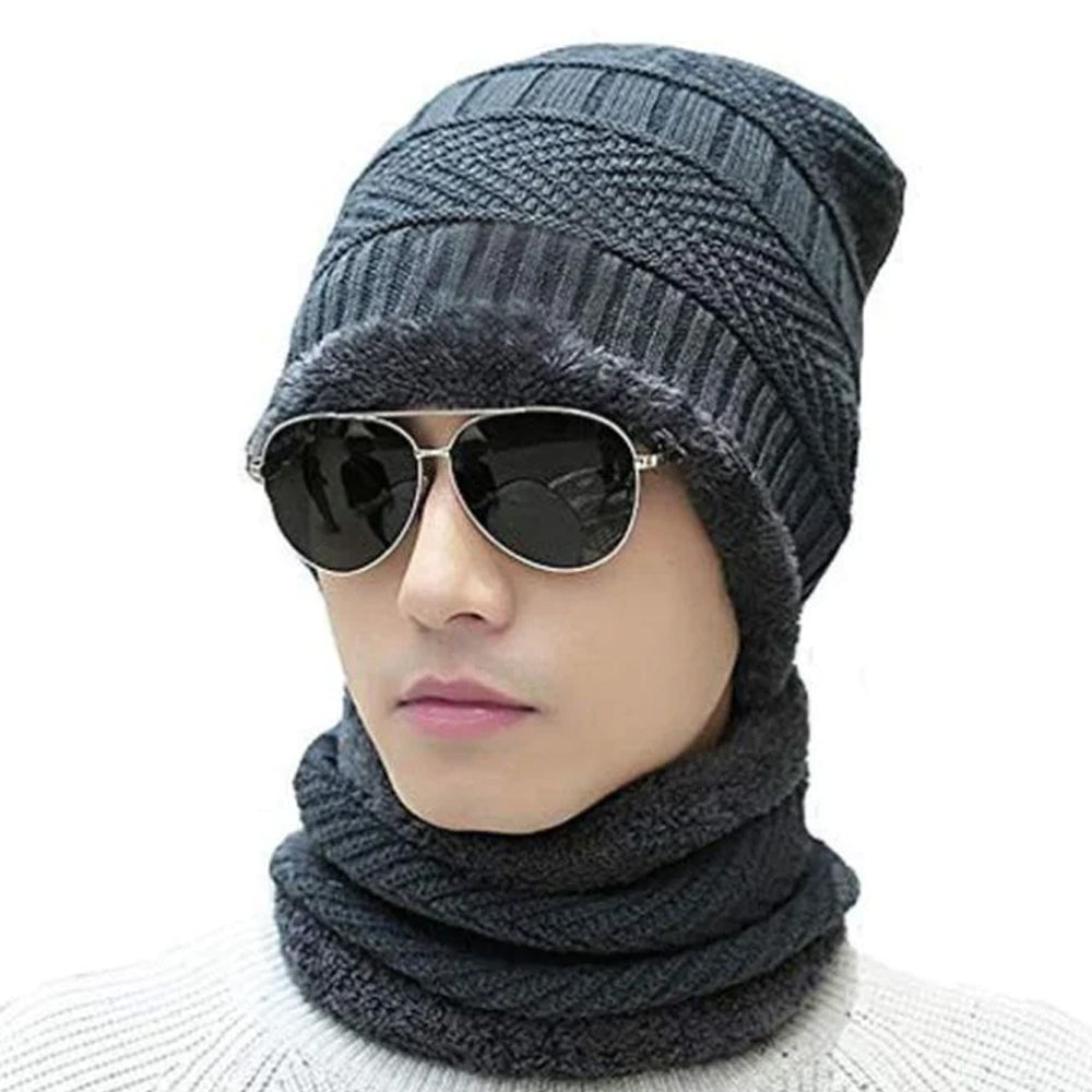 Premium Thick Knit Cap & Scarf – Winter Essentials - Thermal Knit Hat - Warm Skull Cap