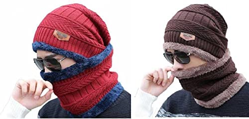 Premium Thick Knit Cap & Scarf – Winter Essentials - Thermal Knit Hat - Warm Skull Cap